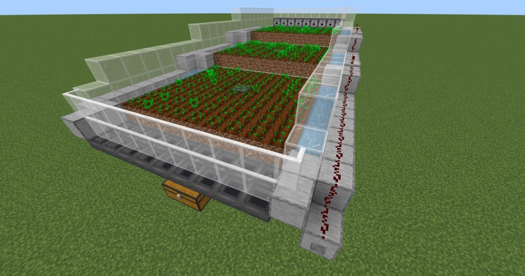 マイクラのホッパーを使用した自動装置：自動収穫畑
