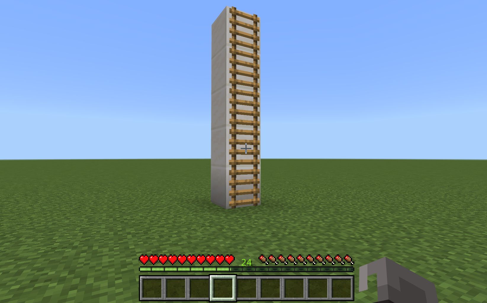 無限マグマ（溶岩）製造機の作り方：ブロックとはしごを設置