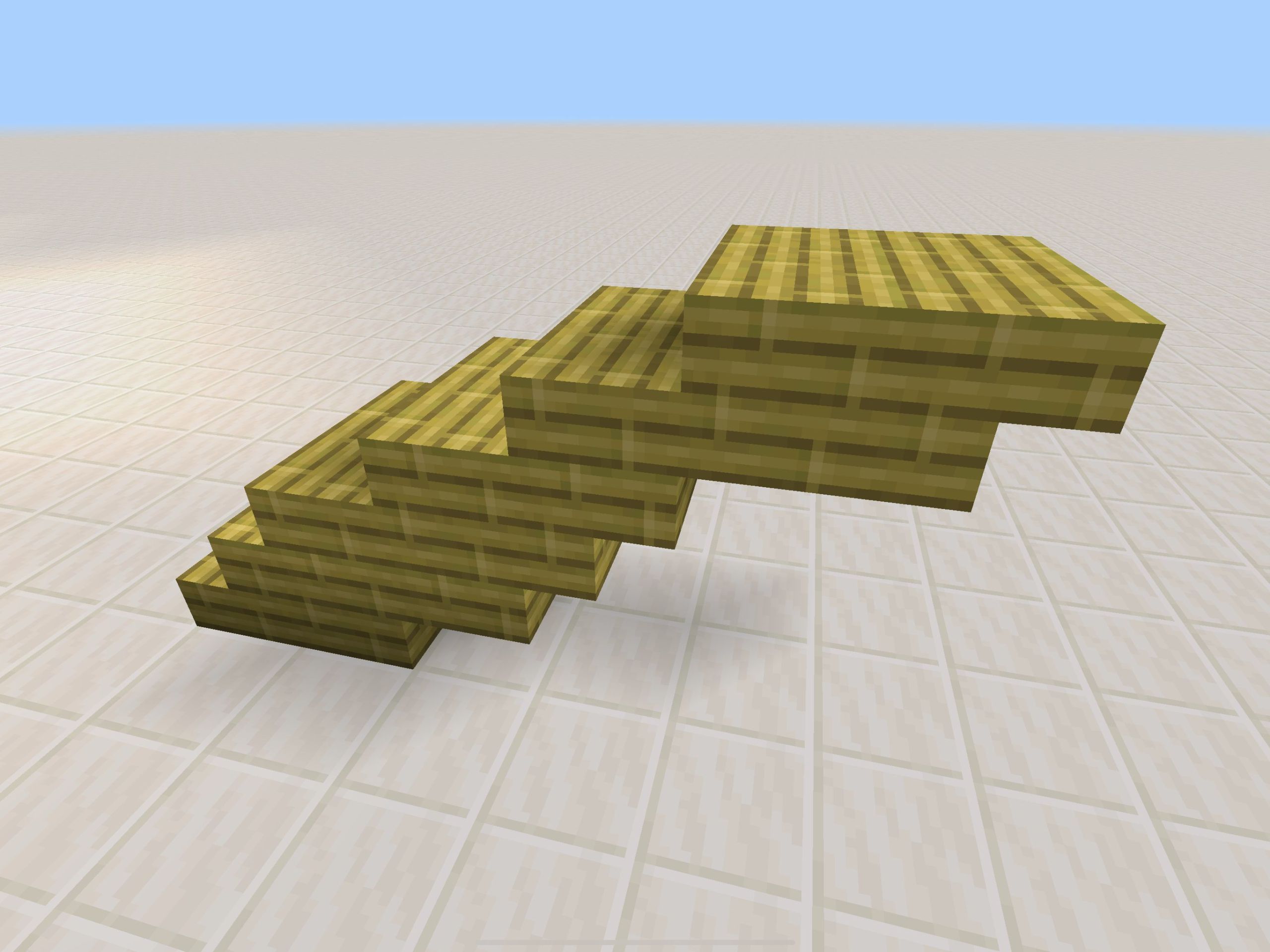 「竹のハーフブロック」→「竹の板材」→「竹の階段」の順で並べる