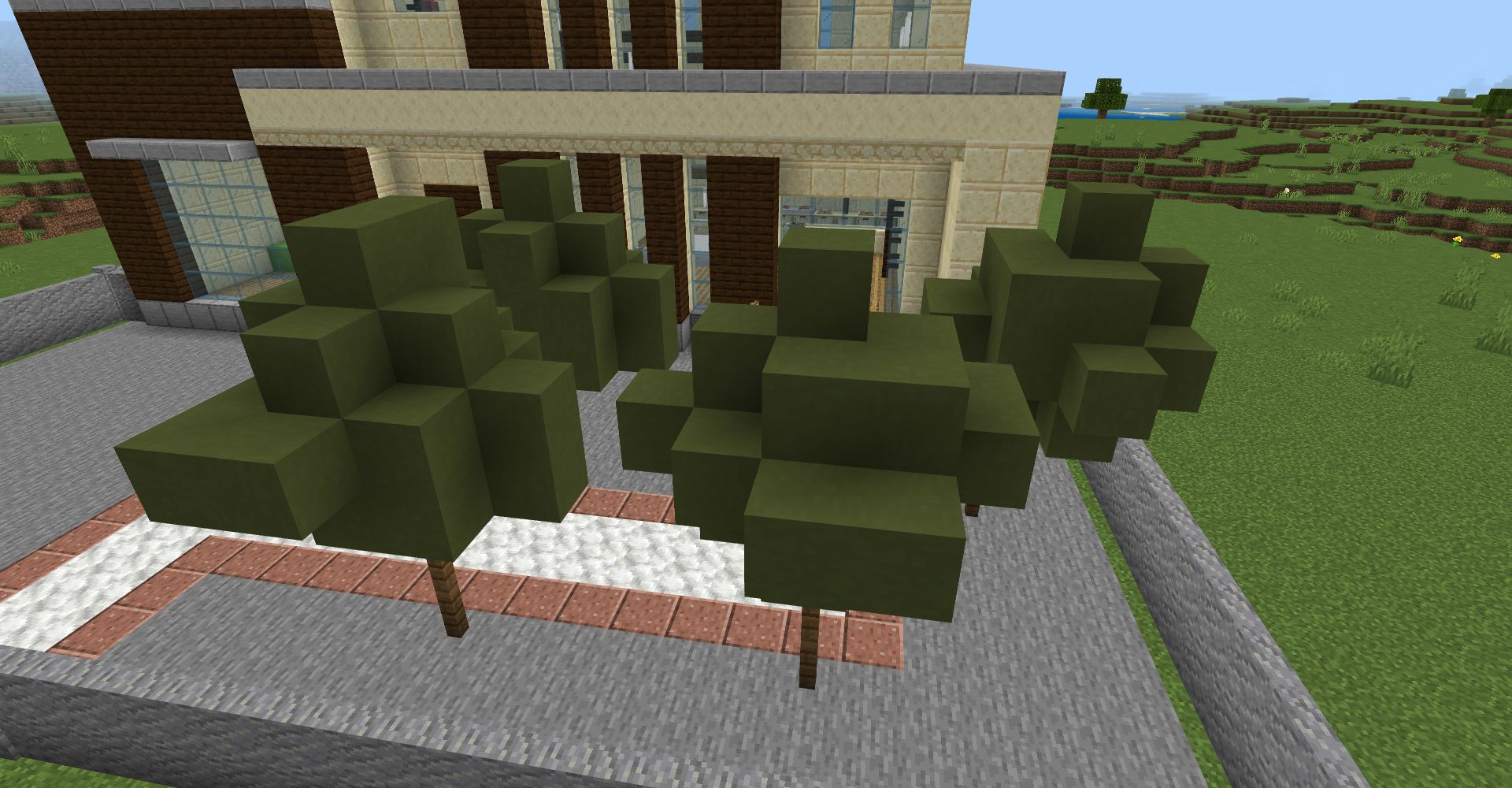 「緑色のコンクリート」を木のような形に設置