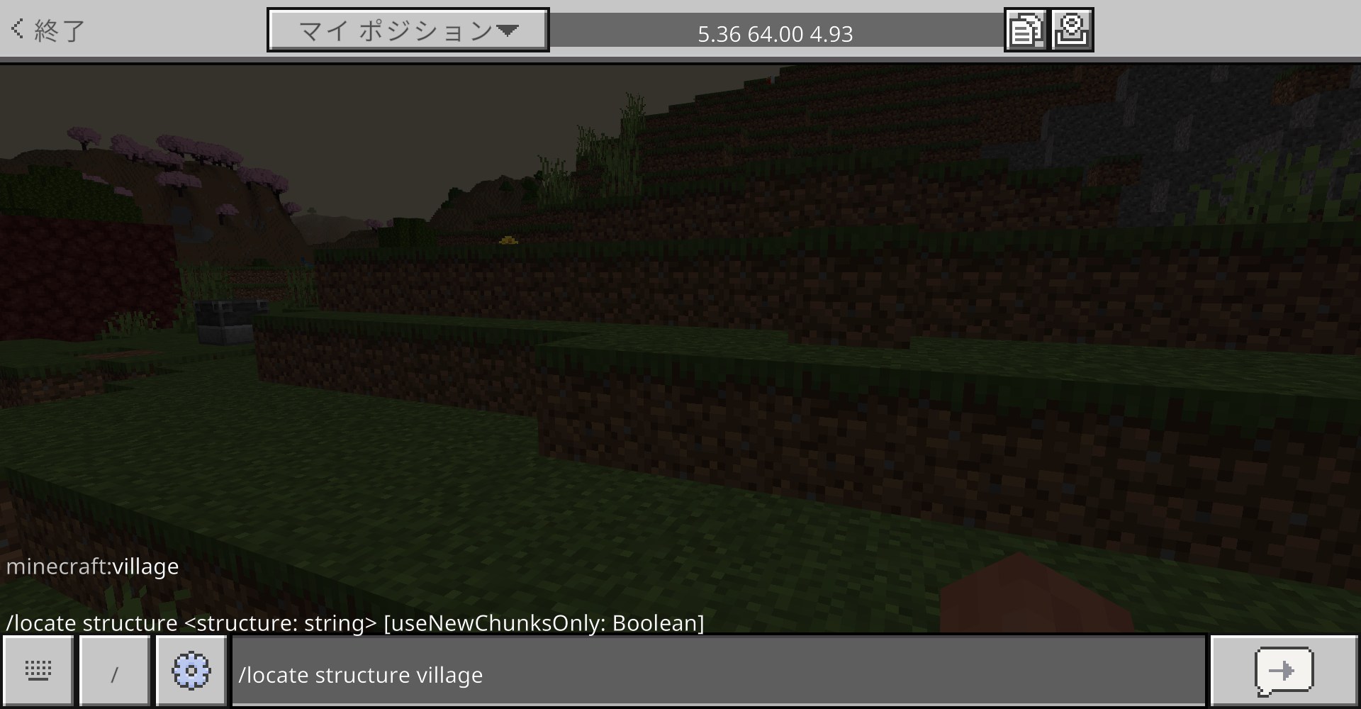 /locate structure villageを入力