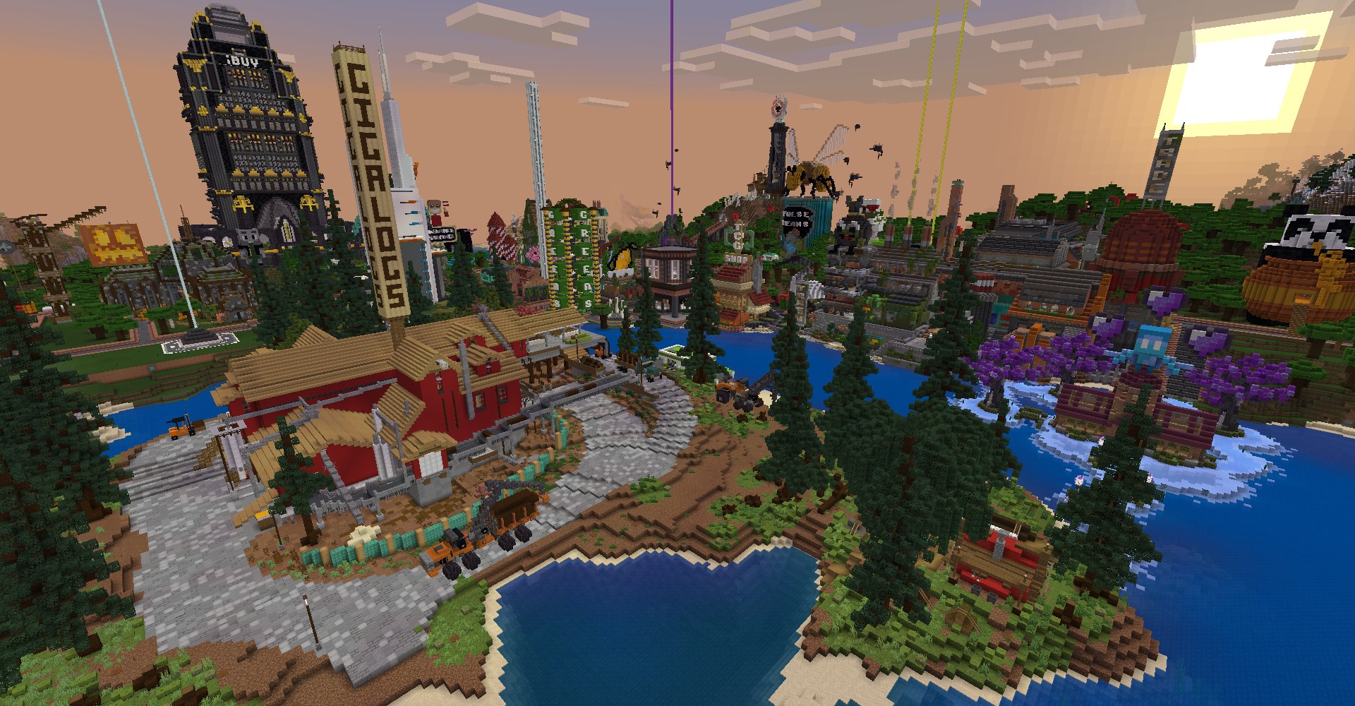 「Hermitcraft（ハーミットクラフト）」の活動ワールドを再現したマップ